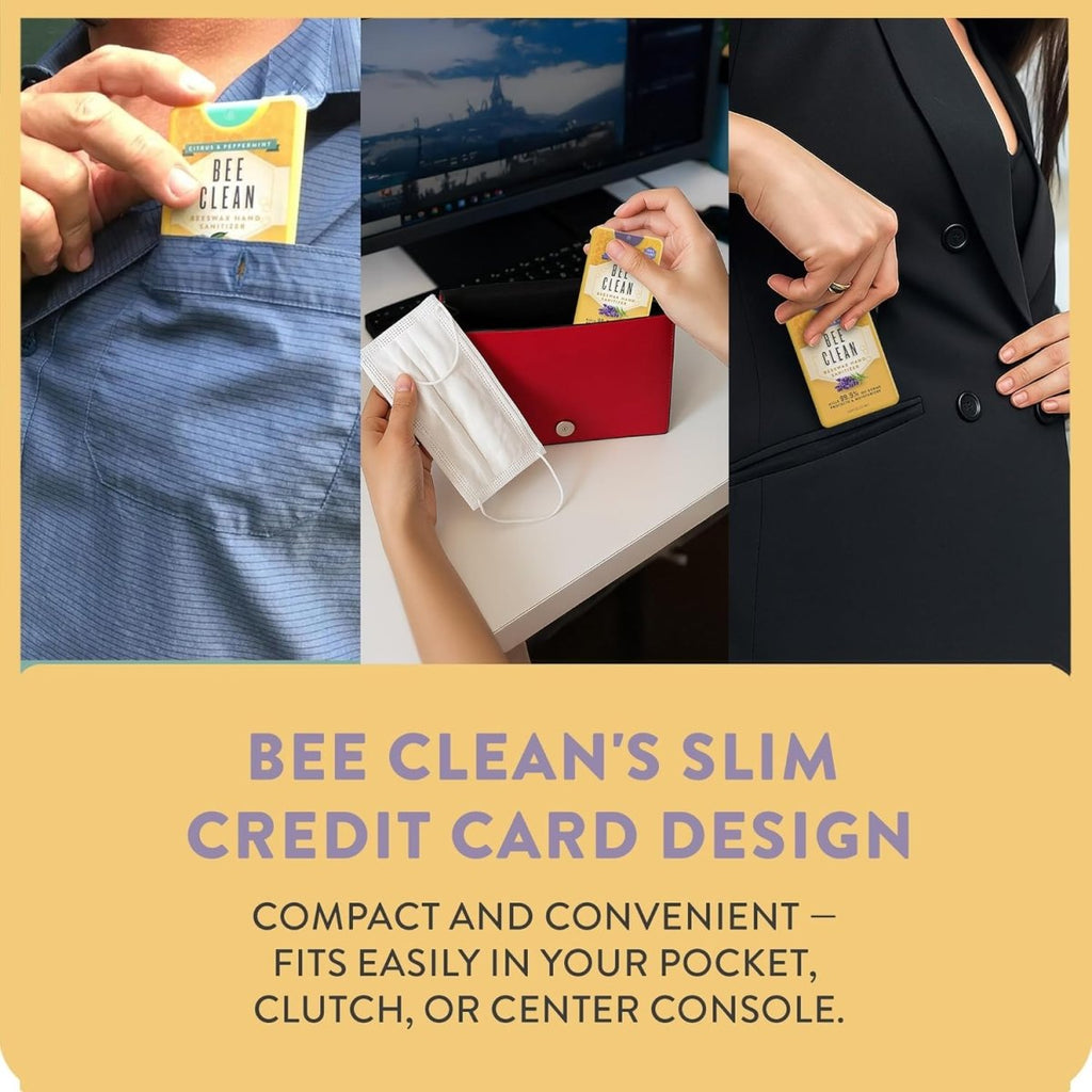 Bee Clean Beeswax Hand Sanitizer in compact credit card design