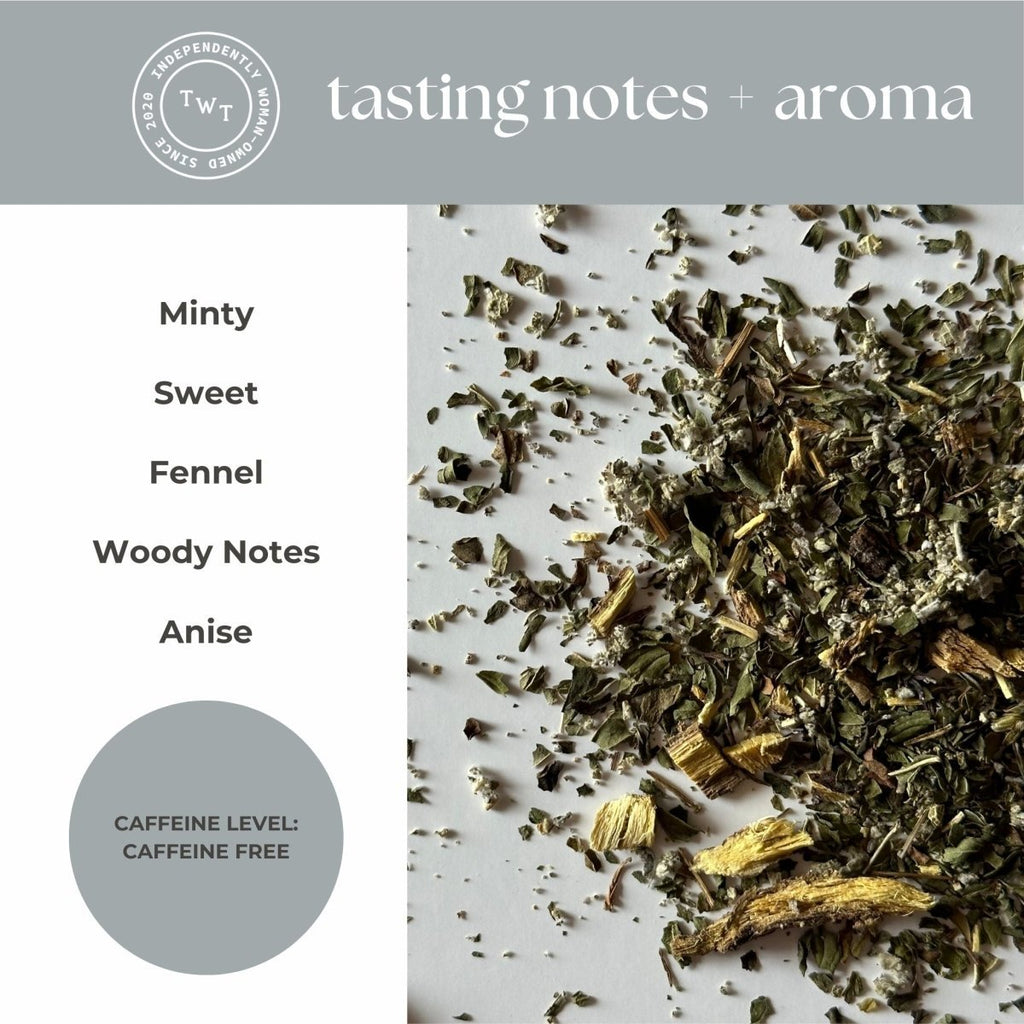 Calming Tea Mini Tube – Herbal Clarity Blend (5 Sachets) herbal ingredients tasting notes