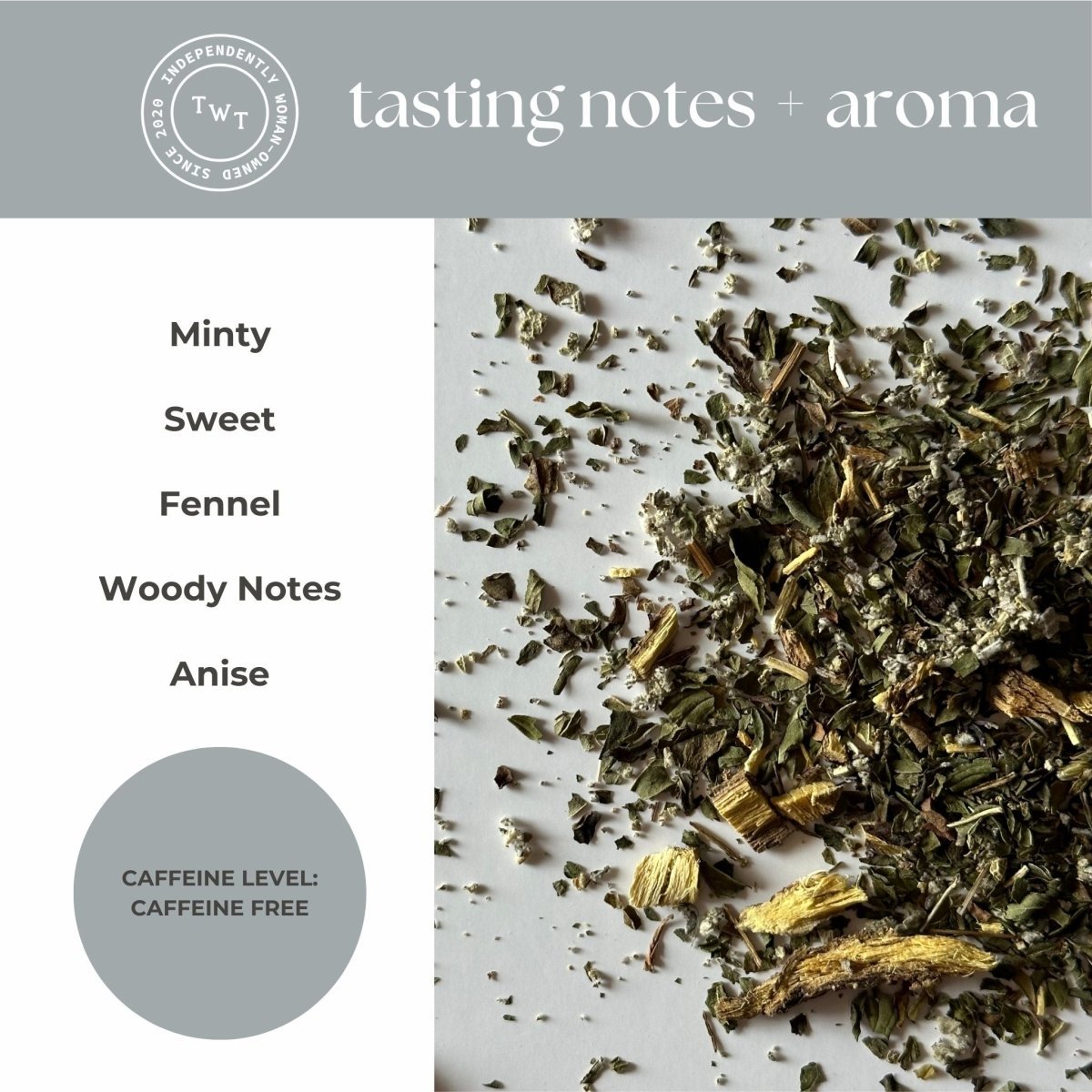 Calming Tea Mini Tube – Herbal Clarity Blend (5 Sachets) herbal ingredients tasting notes