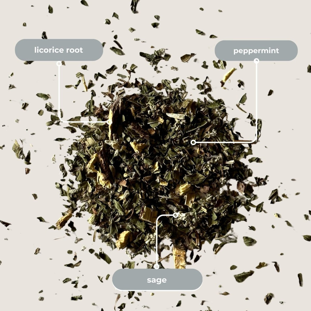 Calming Tea Mini Tube – Herbal Clarity Blend (5 Sachets) - peppermint, licorice root, sage herbs