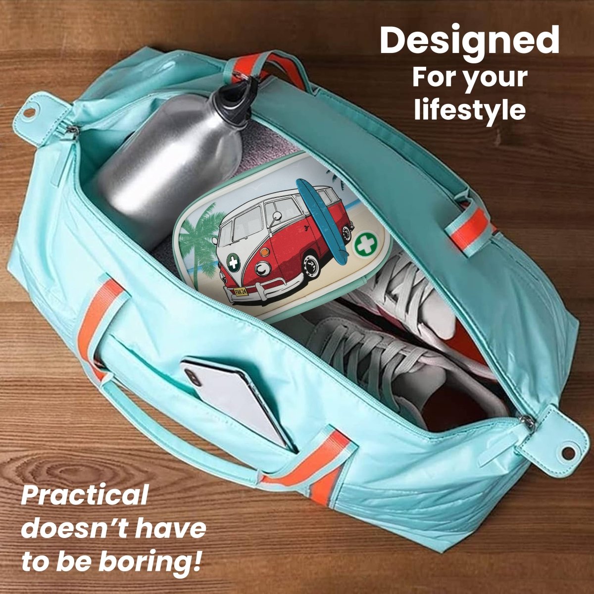 Campervan First Aid Kit – 60-Piece Emergency Set in a stylish bag.