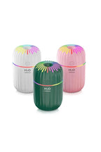 Colorful LED Mini Humidifier & Diffuser – Portable Aromatherapy in green, pink, and white.