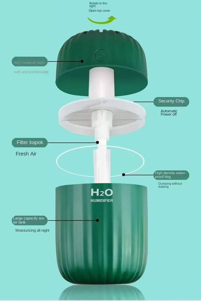 Colorful LED Mini Humidifier & Diffuser – Portable Aromatherapy features an automatic power off and filters for fresh air.