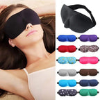Woman wearing a black sleep mask with various color options displayed on the right.