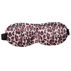 Leopard print sleep mask on a white background