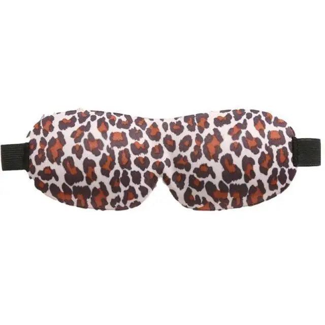 Leopard print sleep mask on a white background