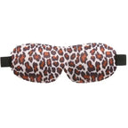 Leopard print sleep mask on a white background
