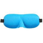 Blue sleep mask with black straps on a white background
