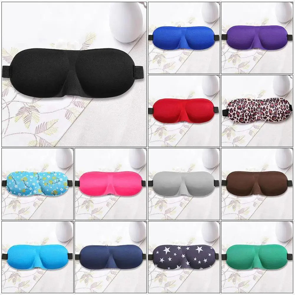 Collection of various colored sleep masks on a white background