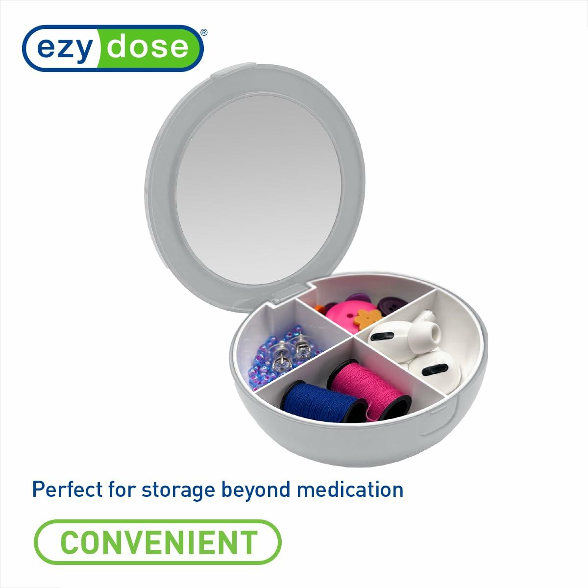 Compact Travel Pill Organizer with Mirror for travel size essentials.