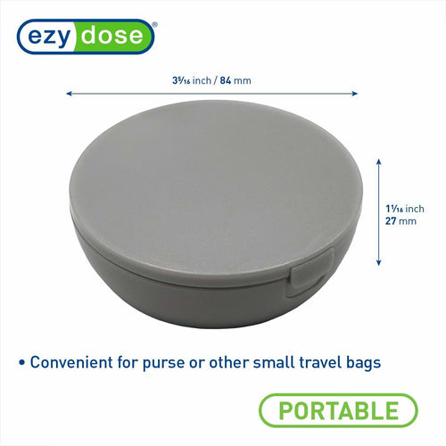 Compact Travel Pill Organizer with Mirror - portable gray design