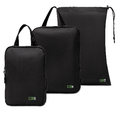 Set of black packing cubes with 'COR' branding on a white background