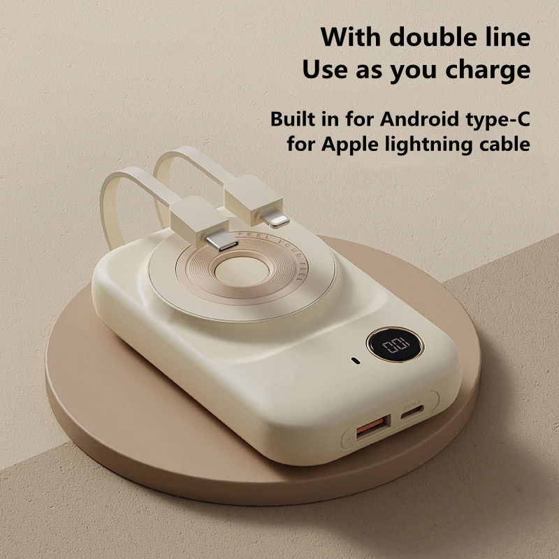 Magnetic Power Bank – 10,000mAh Dual-Line Portable Charger with PD20W Output