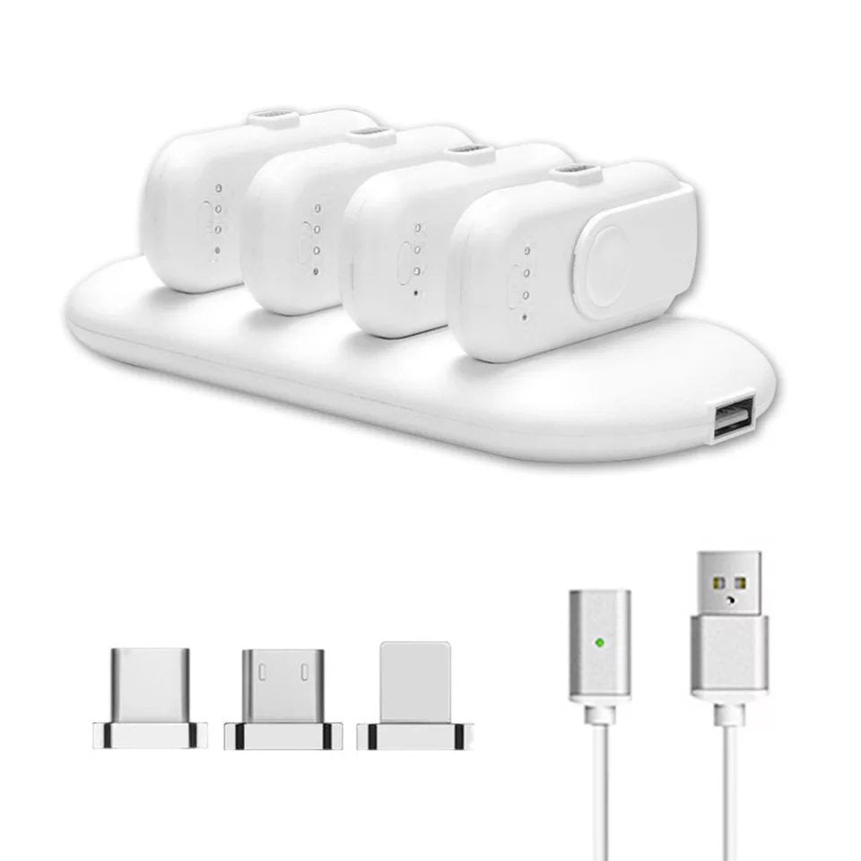Finger-Size Magnetic Power Bank Set – Portable Charging Kit for iPhone, Android & Type C