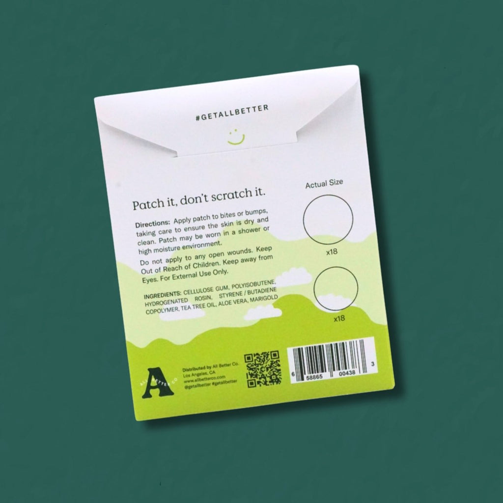 Don't Scratch That Patches packaging with usage instructions.