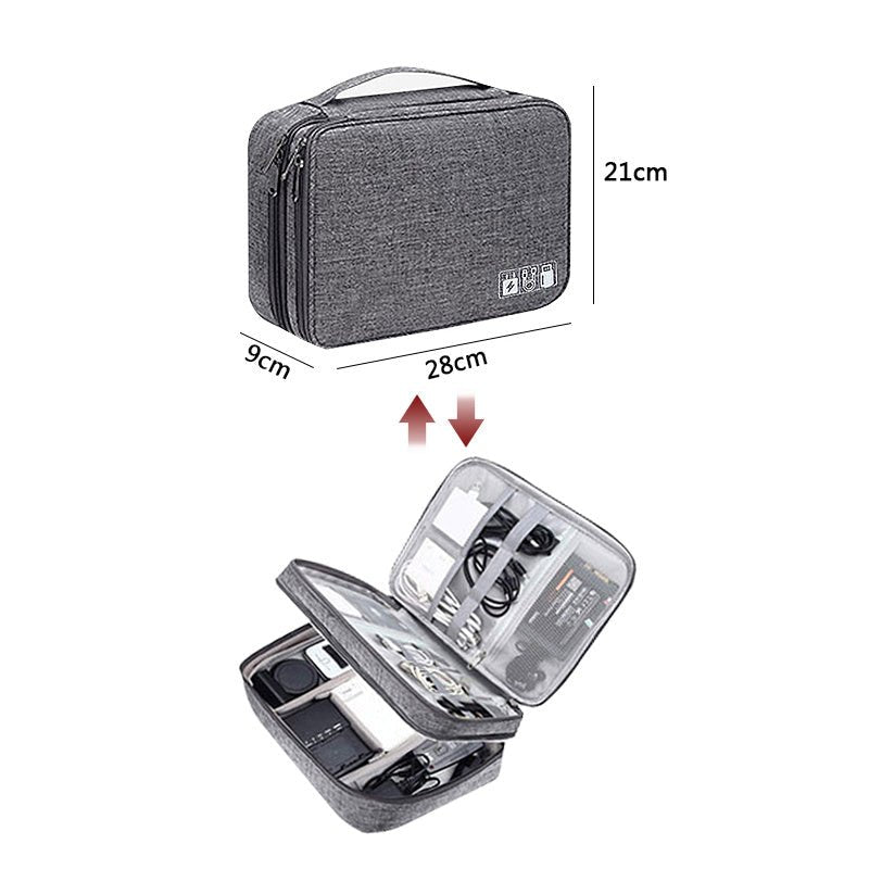 Double-Layer Tech & Cable Organizer for travel size essentials