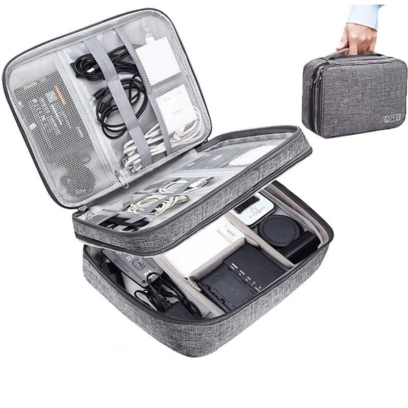Double-Layer Tech & Cable Organizer for travel size essentials