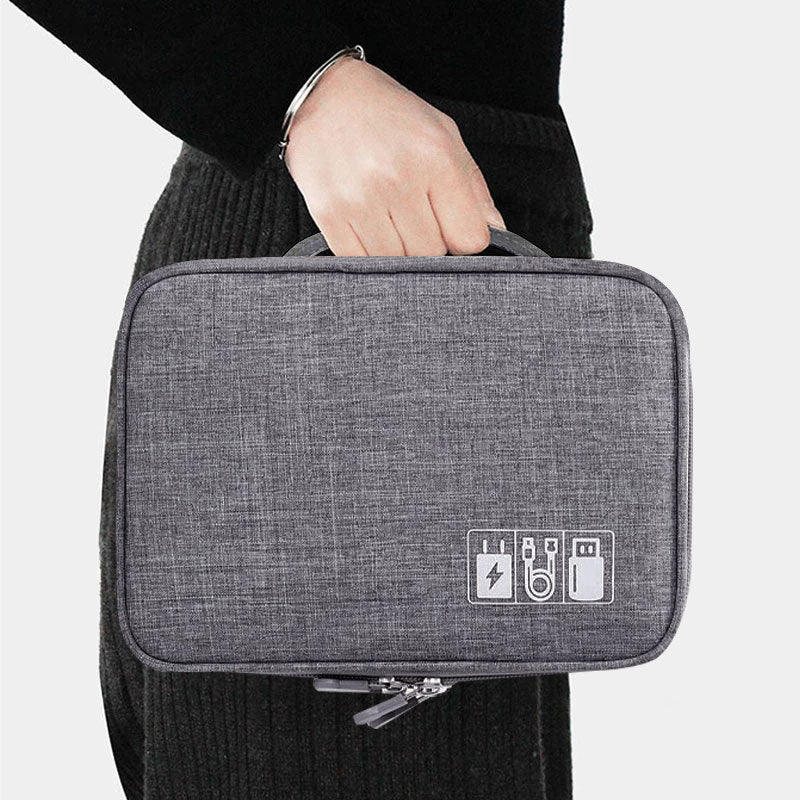 Double-Layer Tech & Cable Organizer for travel size essentials