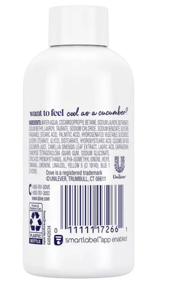Dove Cucumber & Green Tea Body Wash (3oz) - 3ozs