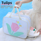 Dual-Layer Wet/Dry Beach & Toiletry Bag with tulip design