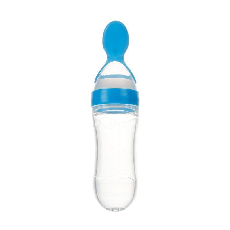 Ergonomic Silicone Baby Squeeze Bottle & Feeding Spoon - 3ozs