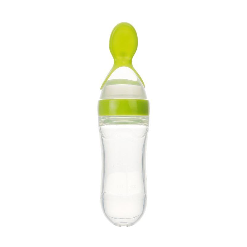 Ergonomic Silicone Baby Squeeze Bottle & Feeding Spoon - 3ozs