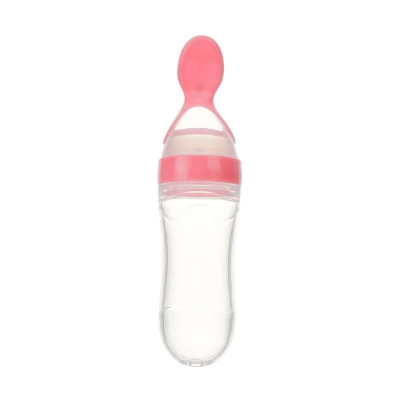 Ergonomic Silicone Baby Squeeze Bottle & Feeding Spoon - 3ozs