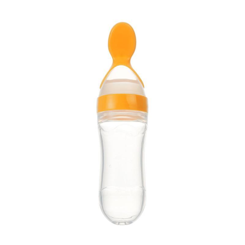 Ergonomic Silicone Baby Squeeze Bottle & Feeding Spoon - 3ozs
