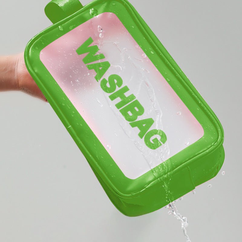 Frosted 3-Piece Toiletry & Makeup Set in green washbag