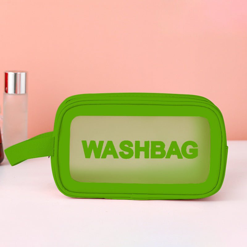 Frosted 3-Piece Toiletry & Makeup Set in green washbag