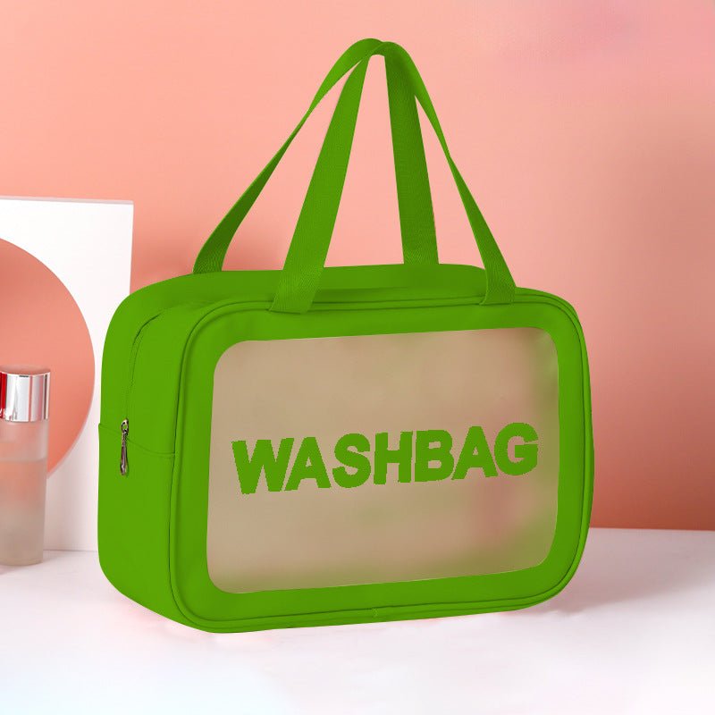 Frosted 3-Piece Toiletry & Makeup Set in green washbag