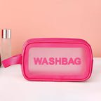 Frosted 3-Piece Toiletry & Makeup Set in vibrant pink