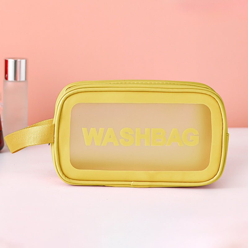 Frosted 3-Piece Toiletry & Makeup Set in yellow washbag
