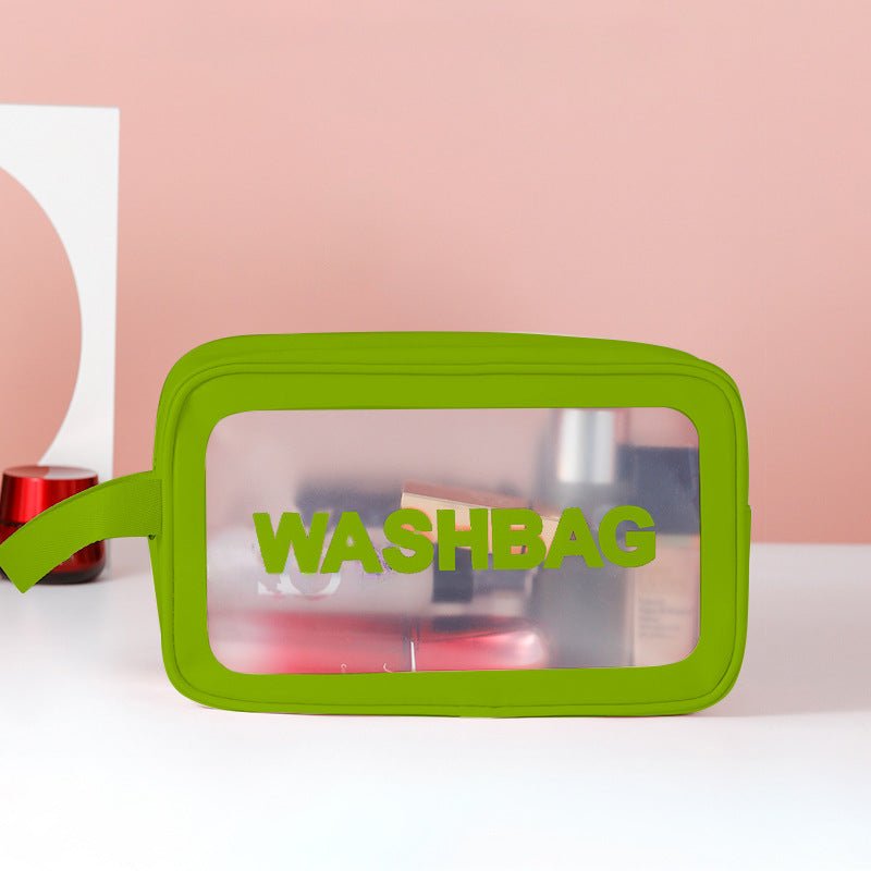 Frosted 3-Piece Toiletry & Makeup Set in vibrant green.