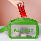 Frosted 3-Piece Toiletry & Makeup Set with green washbag