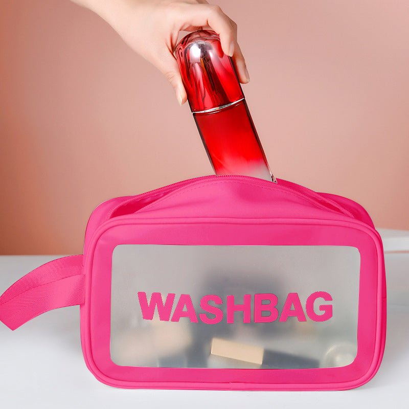Frosted 3-Piece Toiletry & Makeup Set with pink wash bag