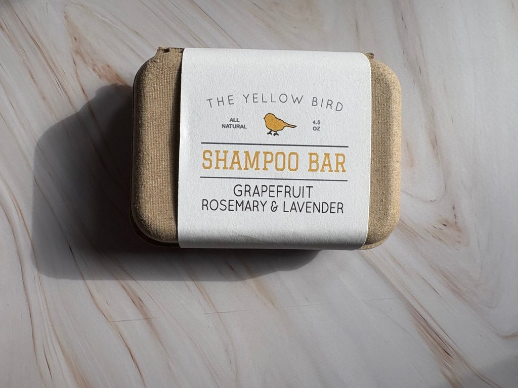 Grapefruit Rosemary Lavender Shampoo Bar in eco-friendly packaging