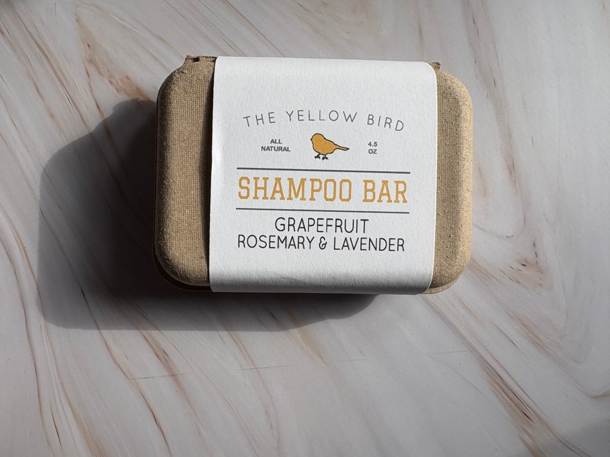 Grapefruit Rosemary Lavender Shampoo Bar in eco-friendly packaging