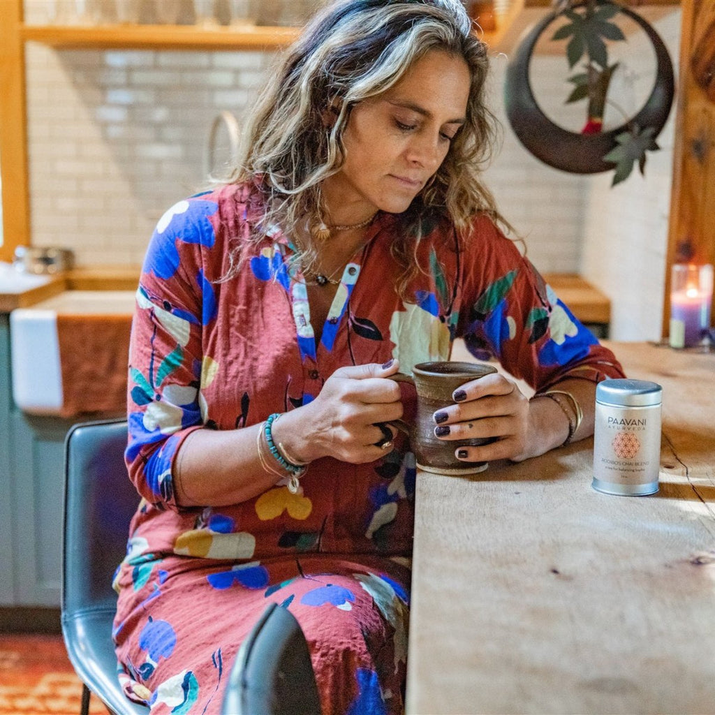 Herbal Tea Ritual Ayurvedic Organic Loose-Leaf Tea Collection Caffeine-Free Wellness Trio in cozy setting