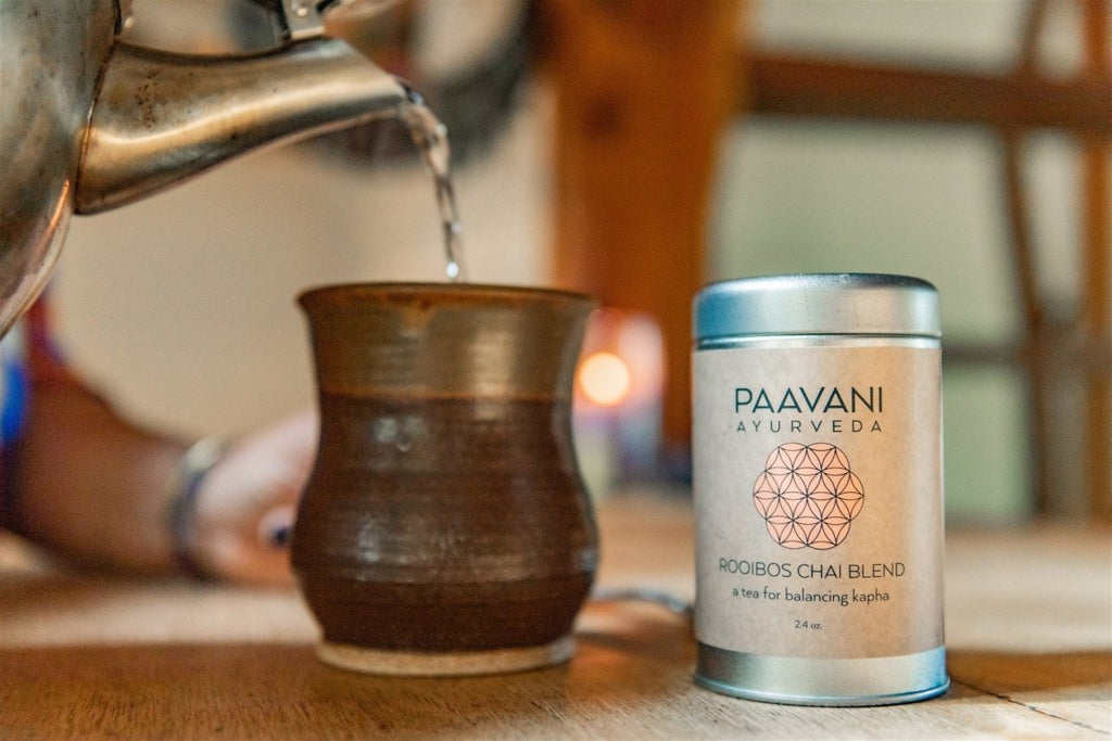 Herbal Tea Ritual Ayurvedic Organic Loose-Leaf Tea Collection Caffeine-Free Wellness Trio in rustic setting