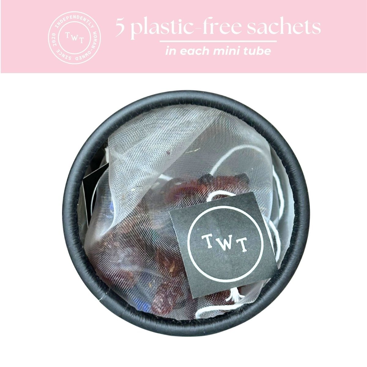 Hibiscus Rose Mini Tea Tube – Floral & Fruity Herbal Blend (5 Sachets) in a plastic-free sachet