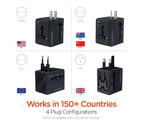 HyperGear All-in-One World Travel Adapter with 4 plug configurations