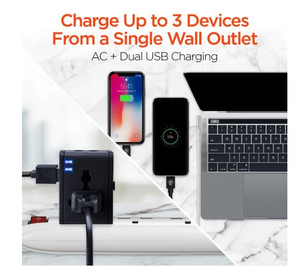 HyperGear All-in-One World Travel Adapter charging multiple devices