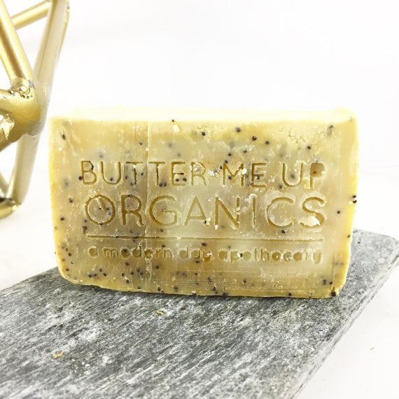 Lemon Poppyseed Organic Soap – Exfoliating Vegan Bar with Mustard Seed & Lemon Verbena