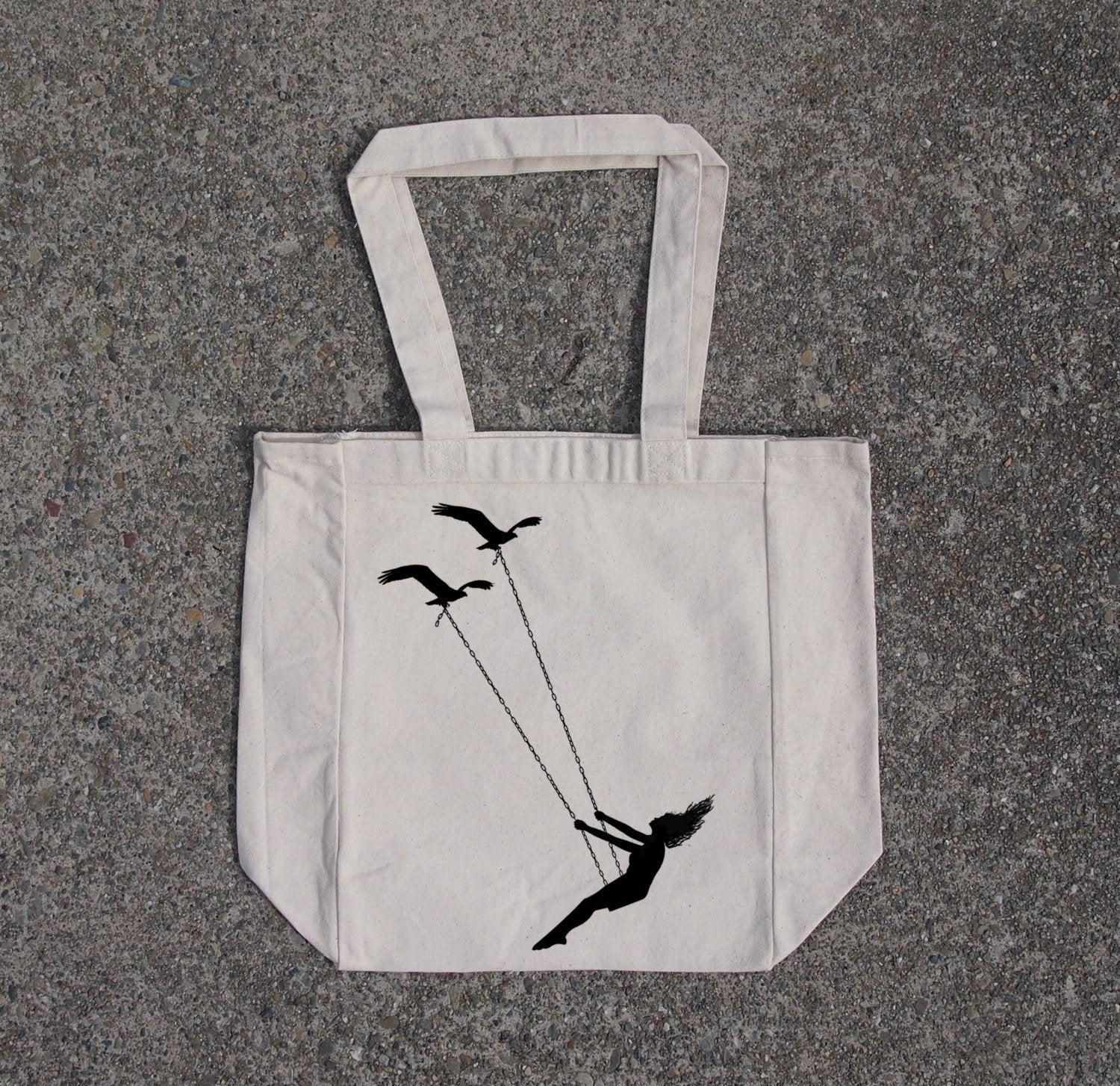 Flying Bird Swing Tote – Reinforced Cotton Canvas Bag (Flat Bottom)