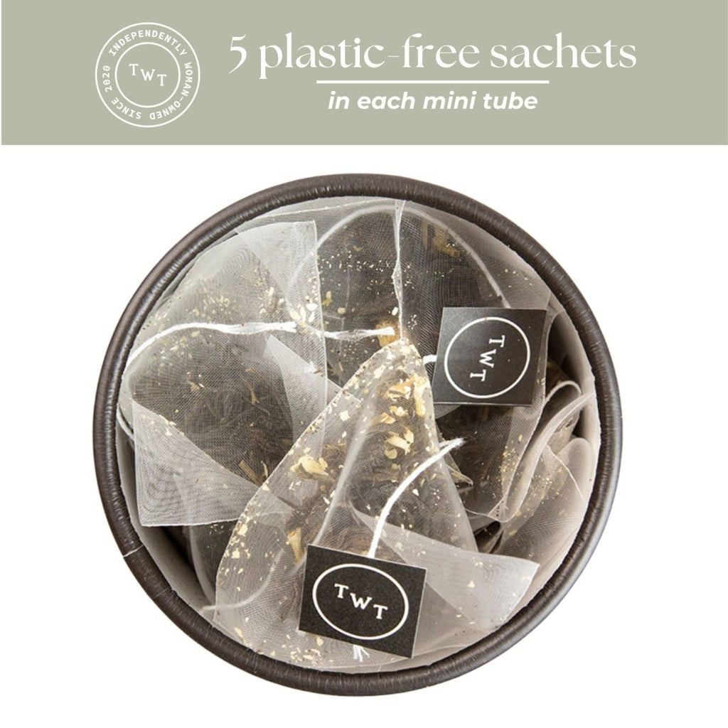 Jasmine Green Tea Mini Tube – Calm Energy (5 Sachets) package with plastic-free sachets