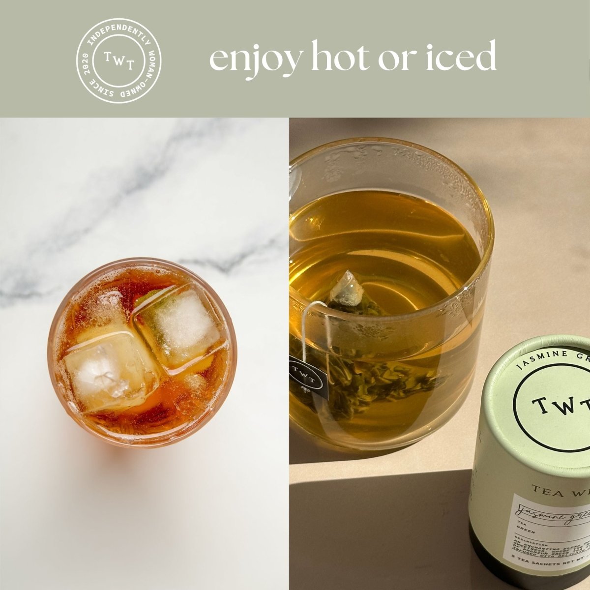 Jasmine Green Tea Mini Tube – Calm Energy (5 Sachets) for iced or hot tea