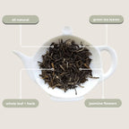 Jasmine Green Tea Mini Tube – Calm Energy (5 Sachets) with all natural green tea leaves and jasmine flowers.