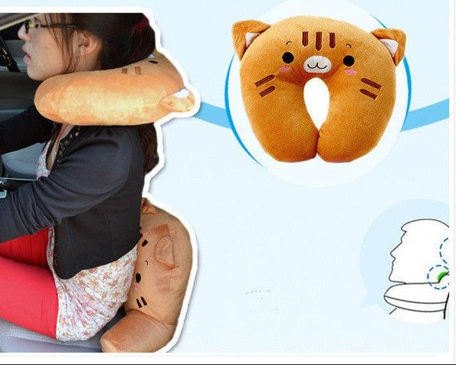 Kid-Friendly Ergonomic Cartoon U-Shaped Travel Pillow - 3ozs