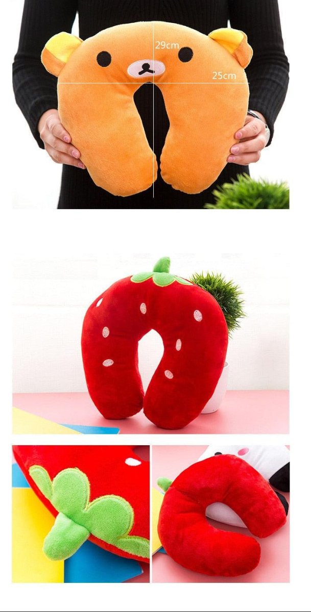 Kid-Friendly Ergonomic Cartoon U-Shaped Travel Pillow - 3ozs